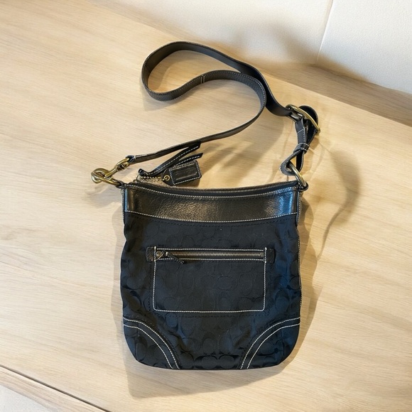 Coach Signature Black Crossbody Bag – Style M0943-10403 – 10.5”W x 10.5”H - Picture 4 of 10